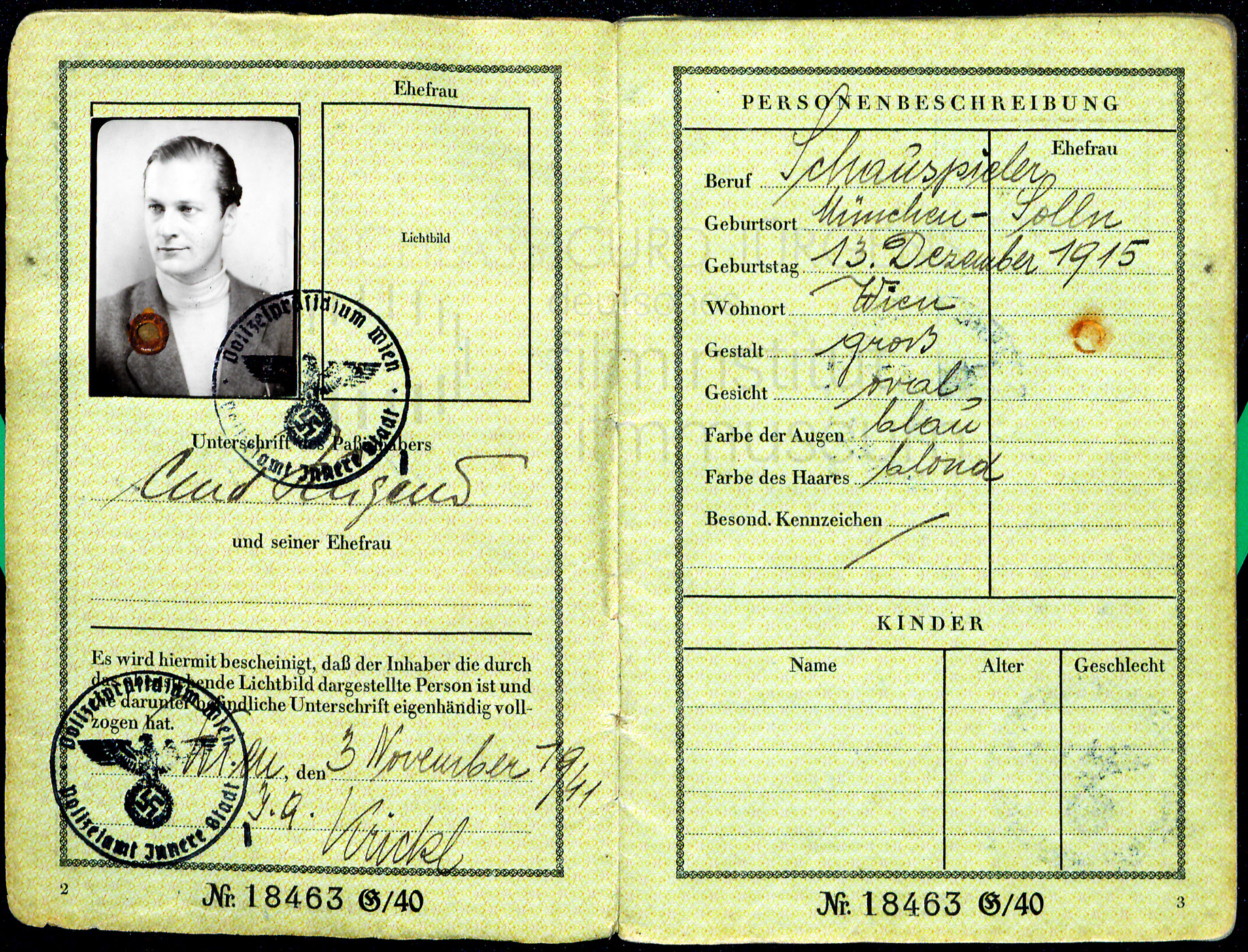 Reisepass des Deutschen Reichs, 1941