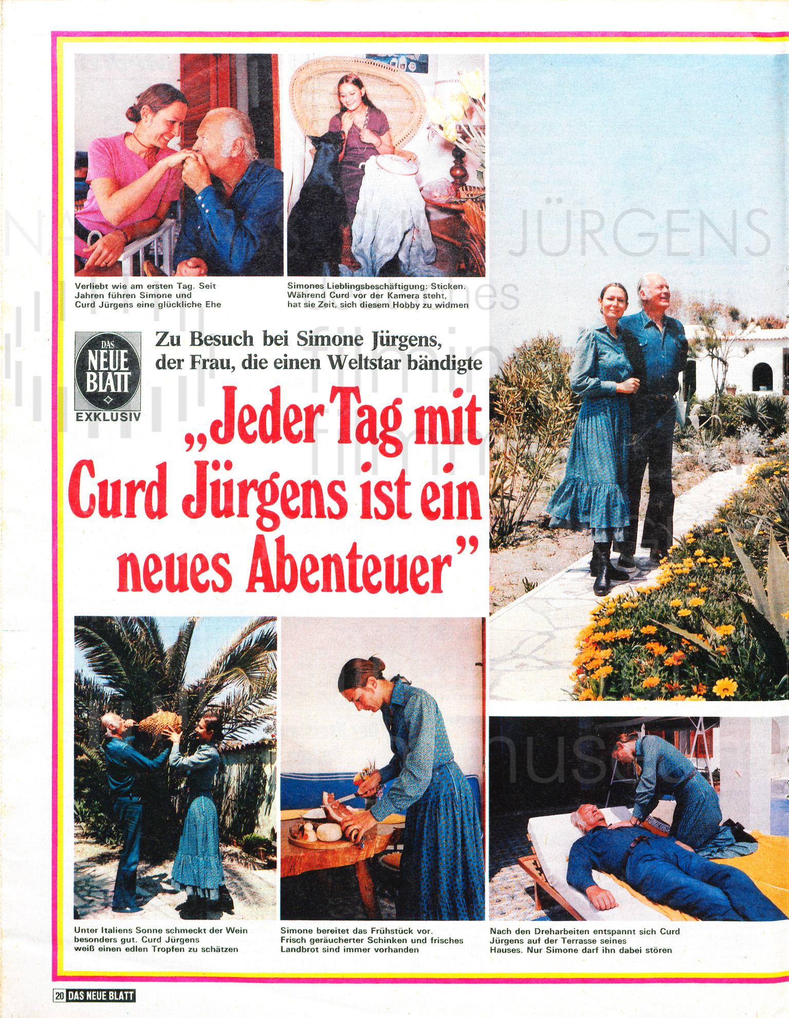 DAS NEUE BLATT: "Jeder Tag mit Curd Jürgens ist ein neues Abenteuer", 19.6.1971