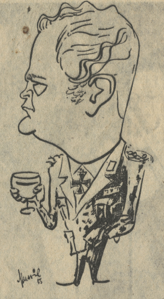 DES TEUFELS GENERAL (1955) Curd-Jürgens-Karikatur, 1955