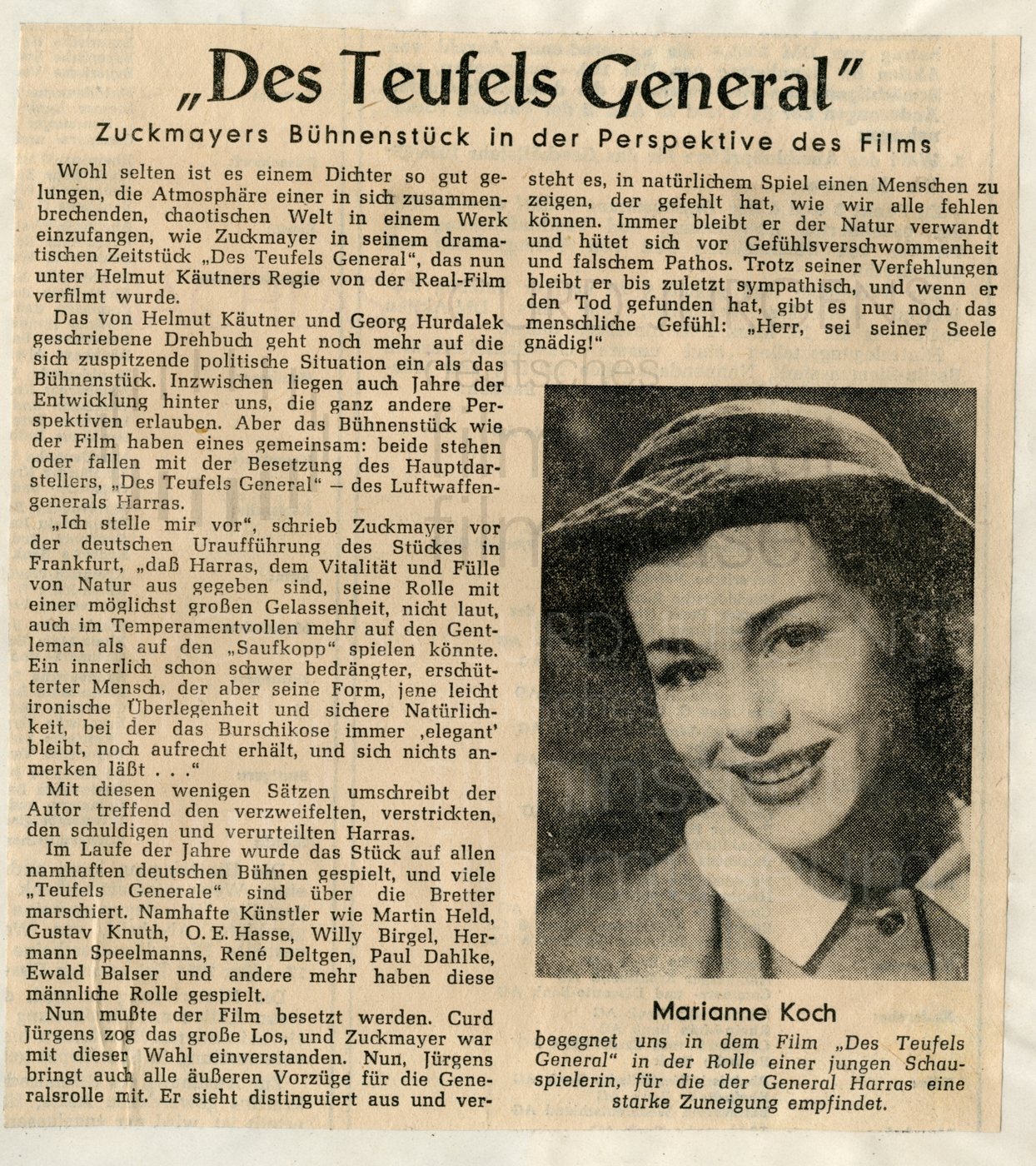 DES TEUFELS GENERAL (1955), Hannoversche Allgemeine Zeitung, 19.2.1955