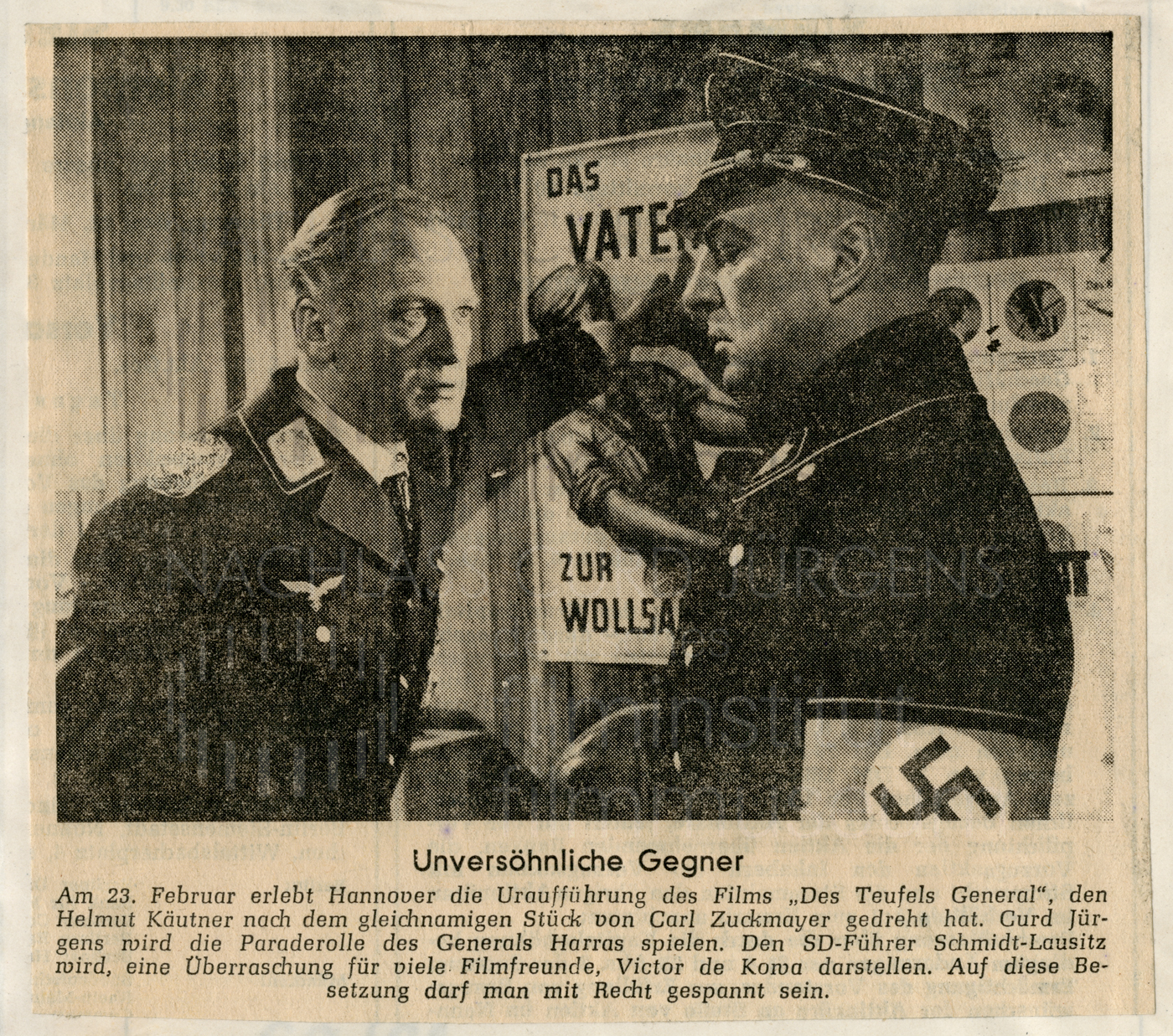 "Unversönliche Gegner". In: Hannoversche Allgemeine Zeitung, 19.2.1955
