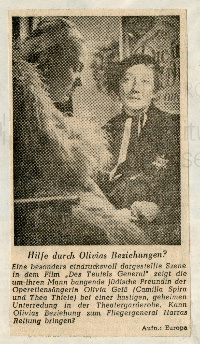 DES TEUFELS GENERAL (1955), Norddeutsche Zeitung: „Hilfe durch Olivias Beziehungen?“, 25.2.1955