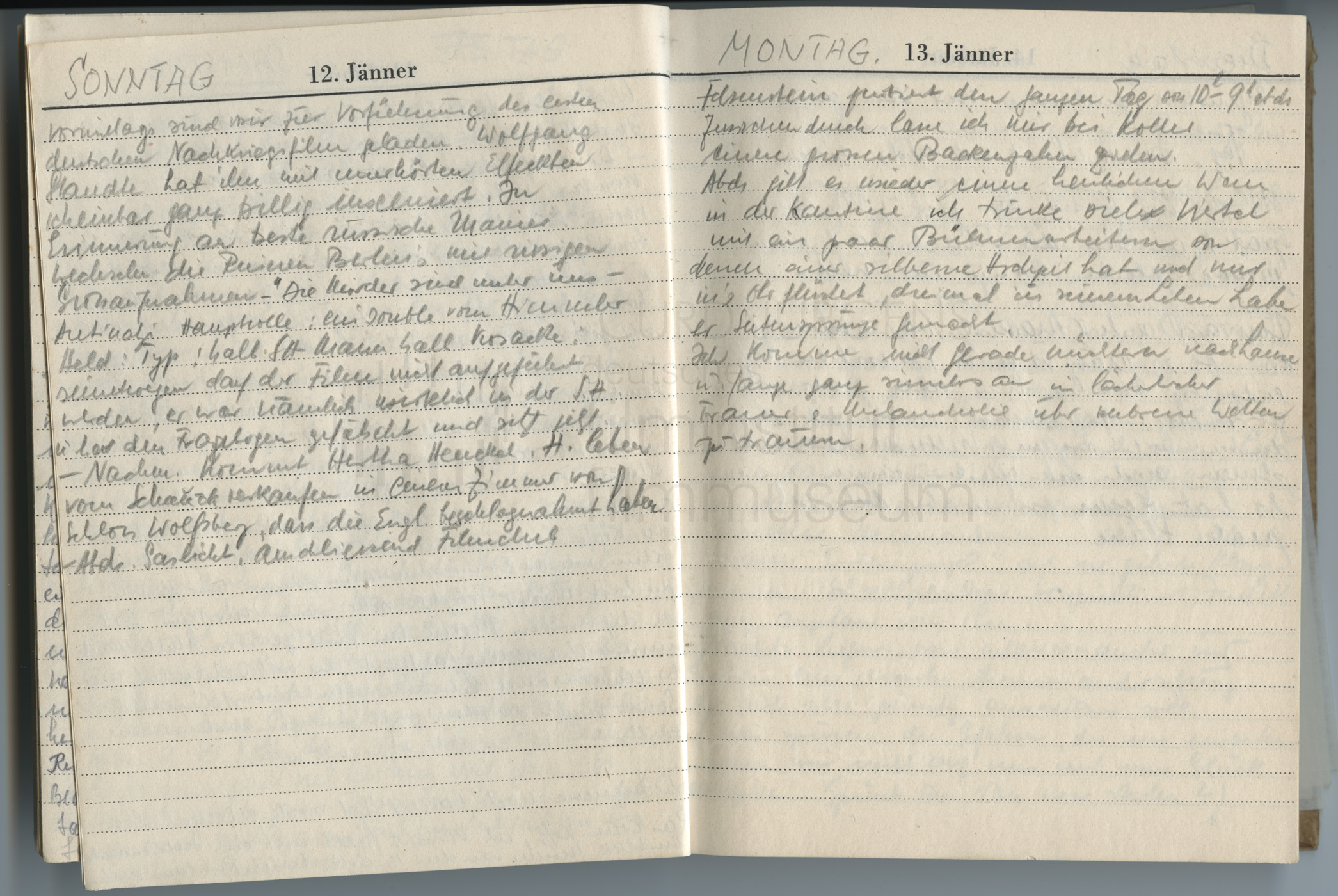 Tagebucheintrag vom 12.1.1947