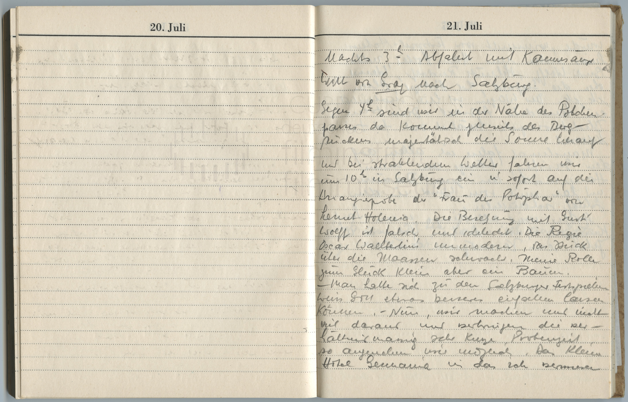 Tagebucheintragungen vom 21.7. bis 22.7.1947