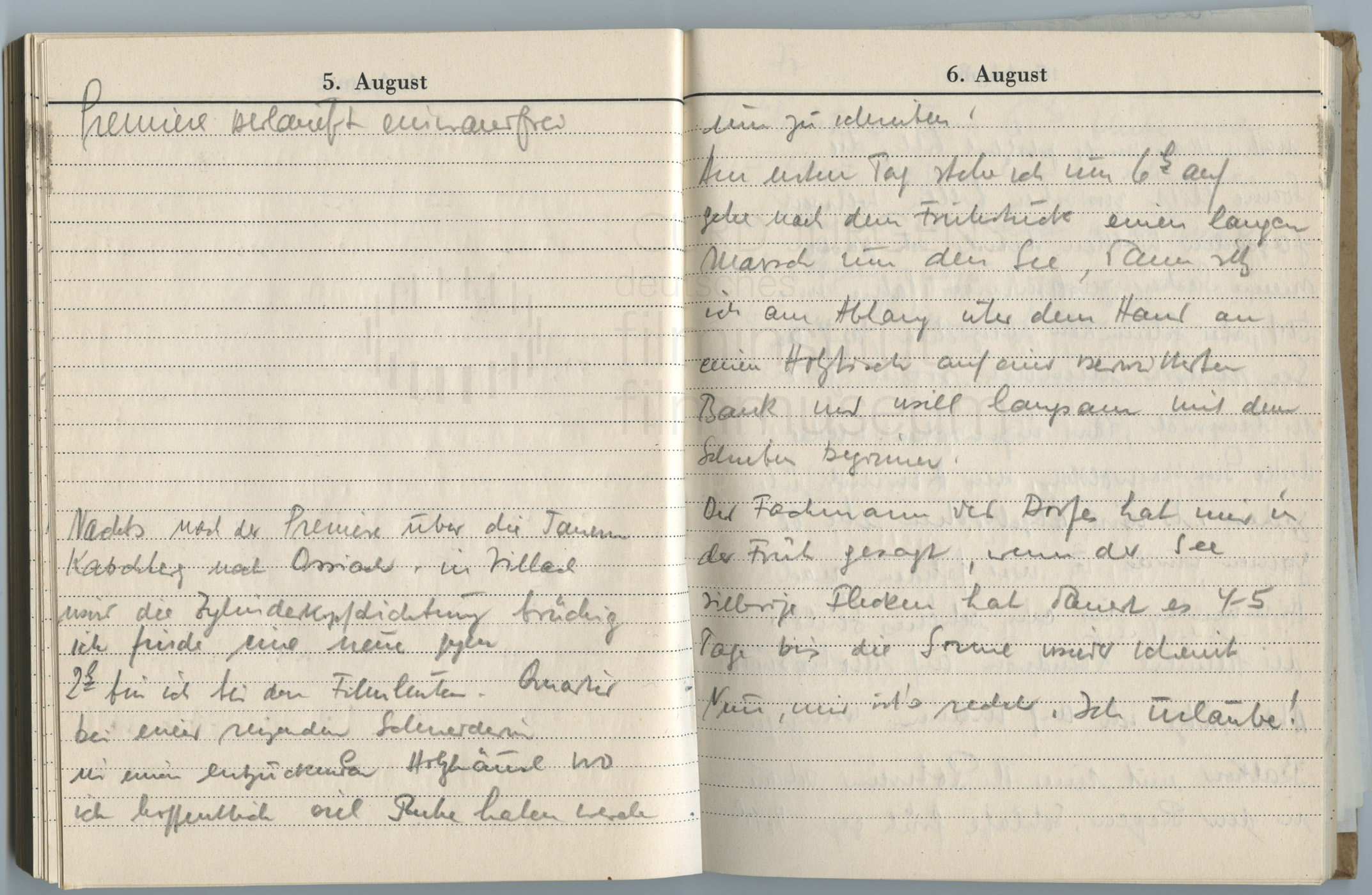 Tagebucheintragungen vom 5.8. bis 8.8.1947