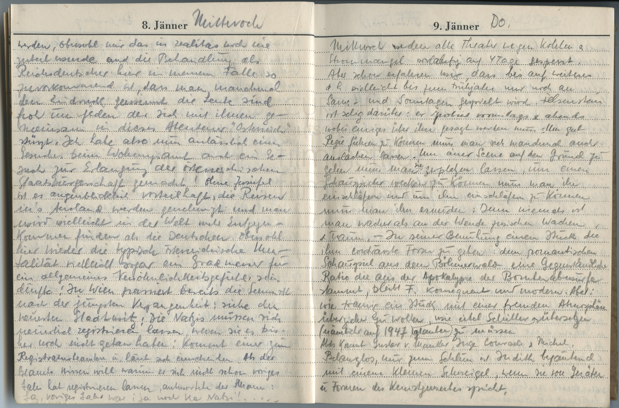 Tagebucheintragungen vom 6.1. bis 9.1.1947