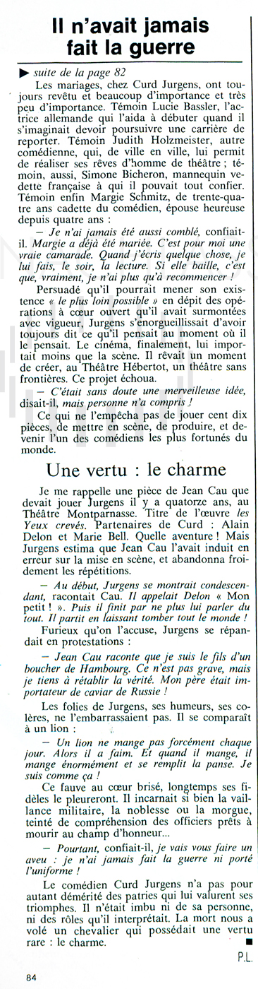 Le Figaro: „Le général du Diable n'avait jamais fait la guerre“, 26.6.1982