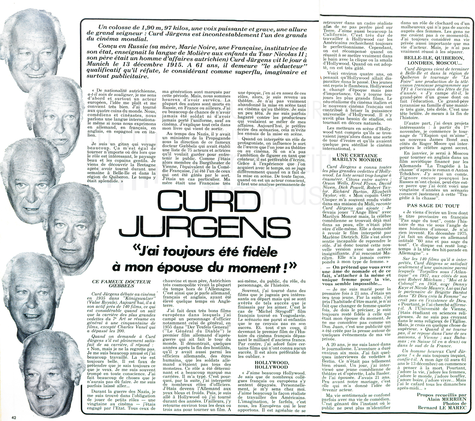 L'Hebdo:„Curd Jurgens: J'ai toujours été fidèle à mon épouse du moment!“, Nr. 3, 1976