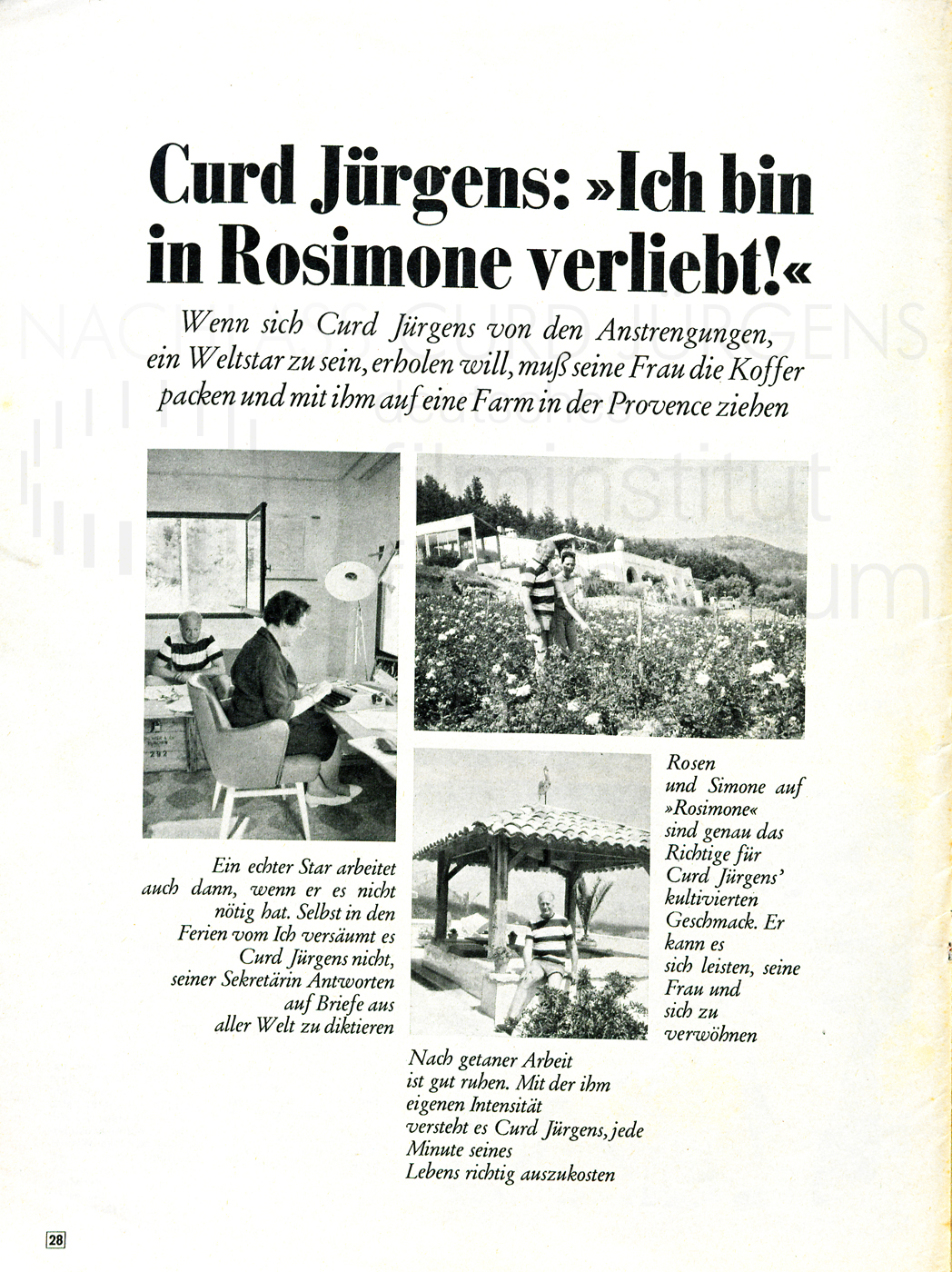 Stern: "Curd Jürgens:'Ich bin in Rosimone verliebt!'", Nr. 5, 1969