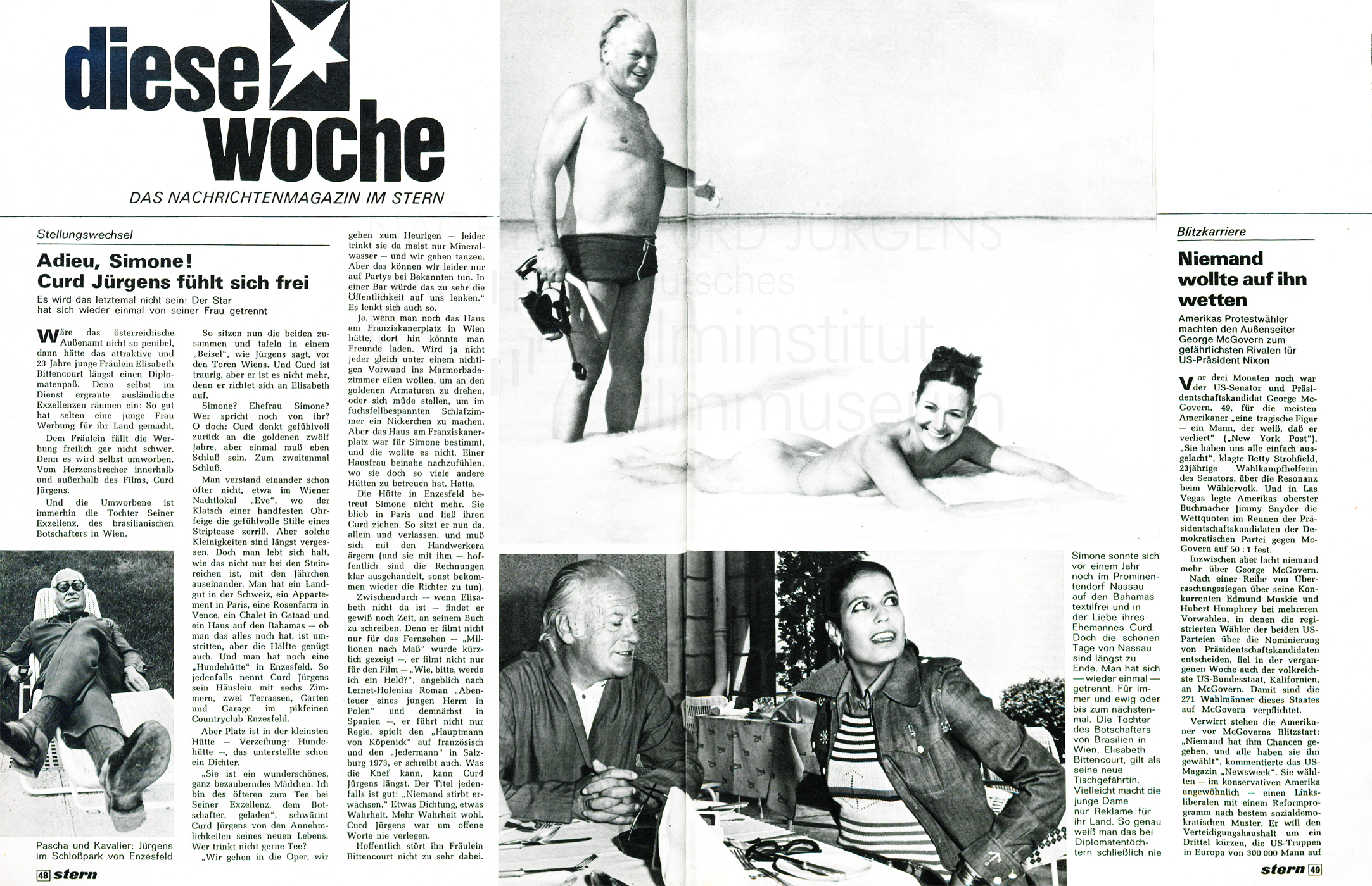 Stern: "Adieu, Simone! Curd Jürges fühlt sich frei", 1972