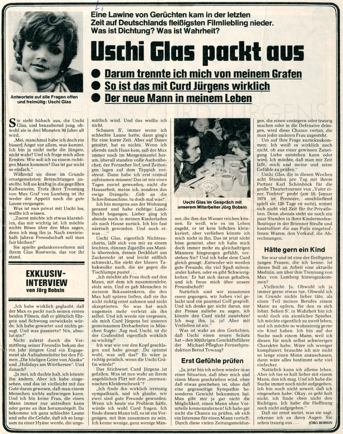 Das Neue Blatt: "Uschi Glas packt aus", 1974