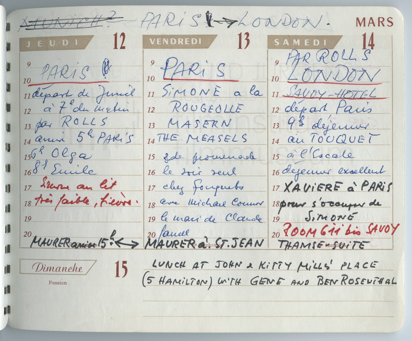 Terminkalender 12.3.-14.3.1964