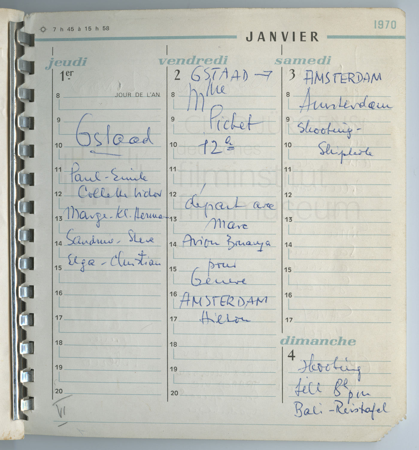 Terminkalender 1.1.-3.1.1970