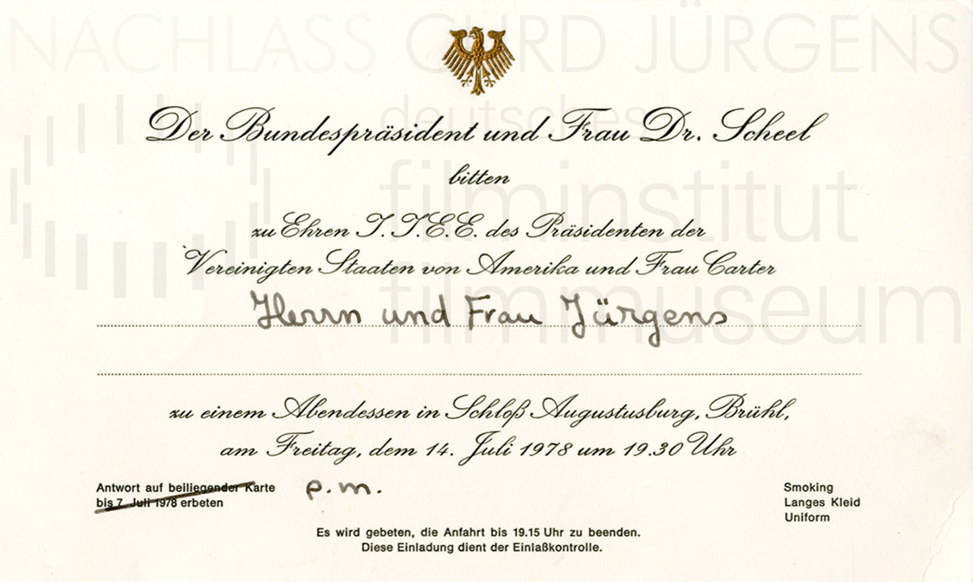 Einladung zum Abendessen mit dem Bundespräsidenten, 14.7.1978