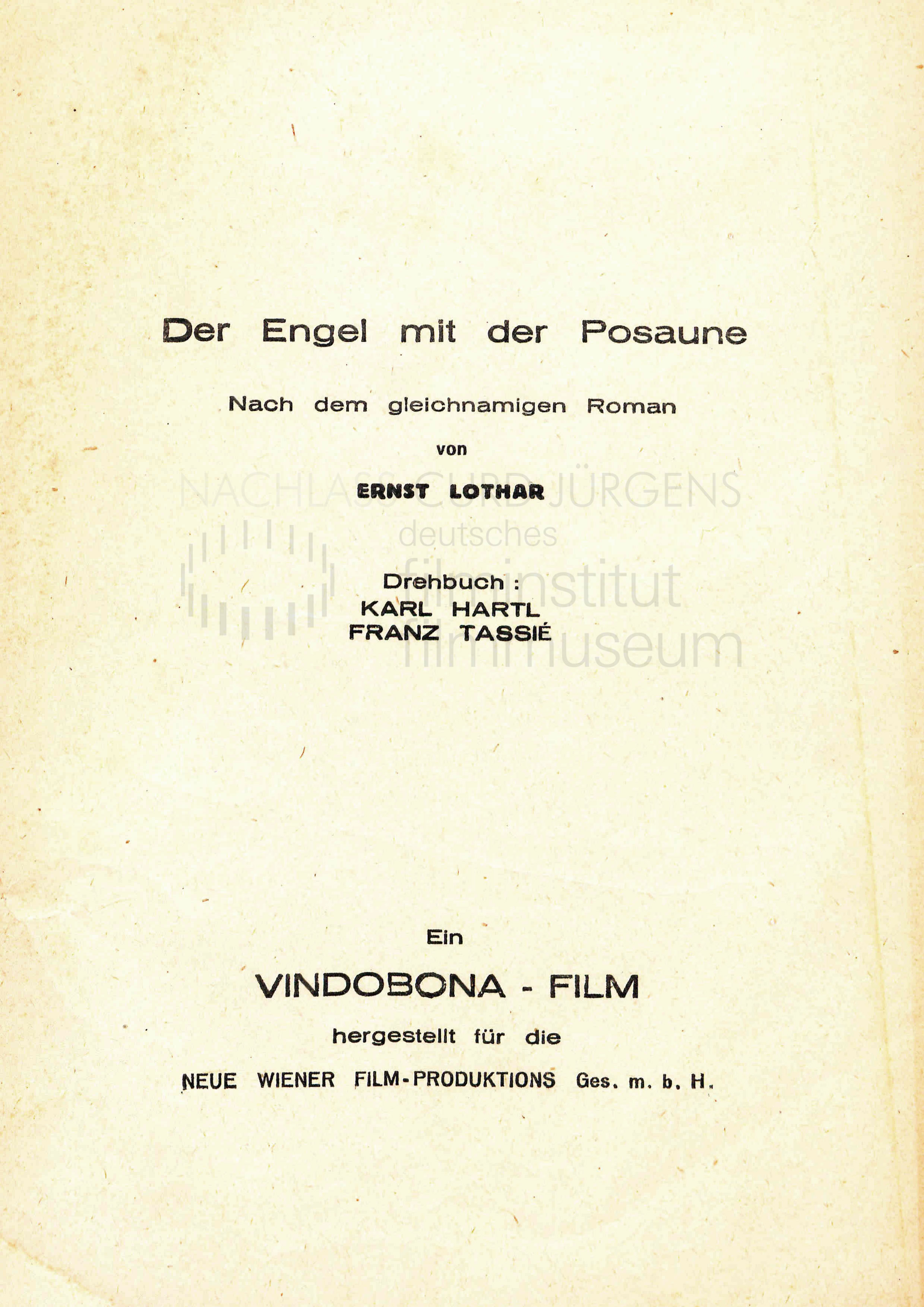 DER ENGEL MIT DER POSAUNE (1948) Drehbuch (Auszug)