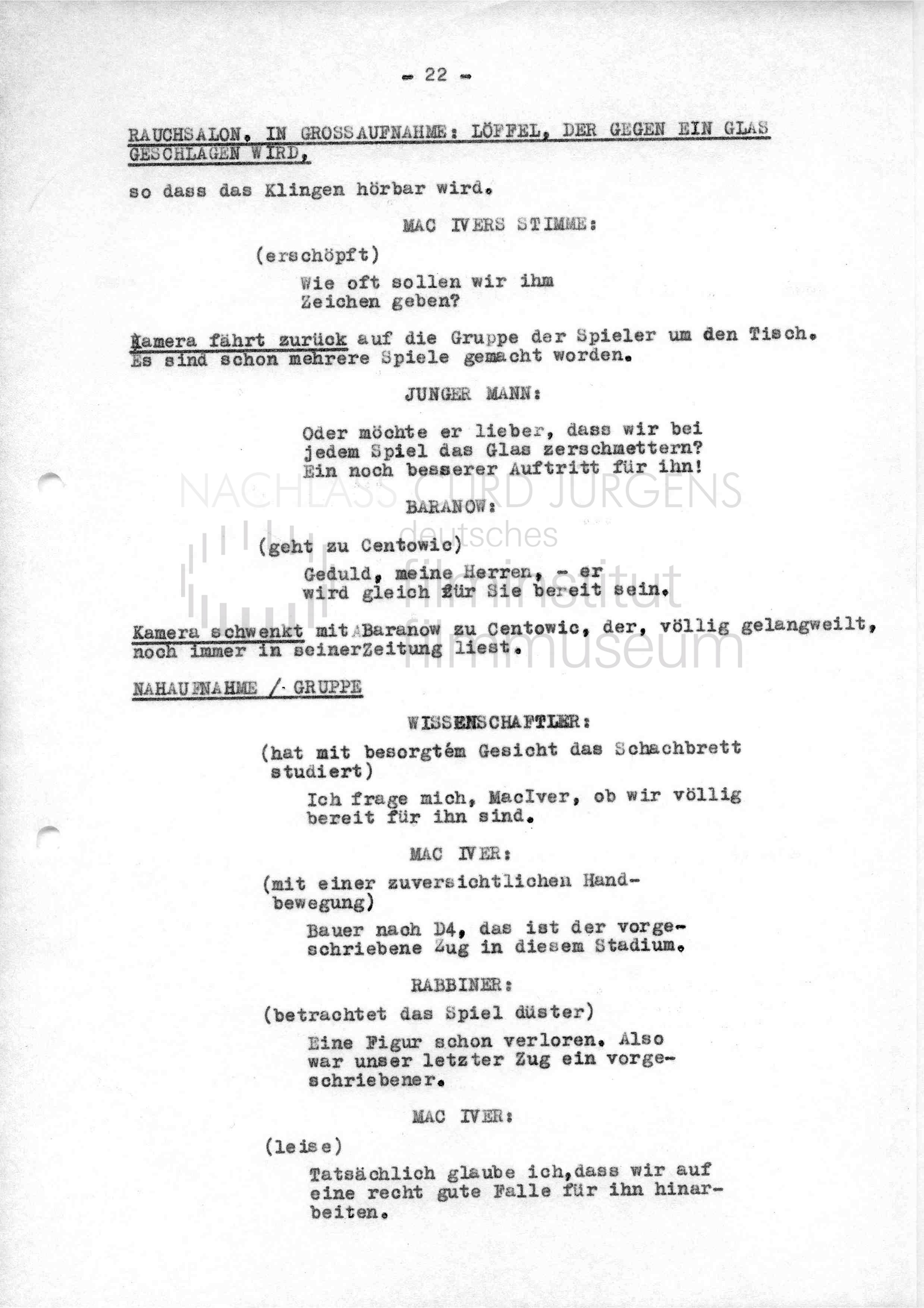 SCHACHNOVELLE (1960) Drehbuch (Auszug)