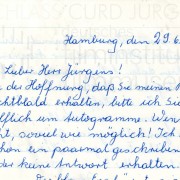 Fanpost an Curd Jürgens. Hamburg, 29.6.1959