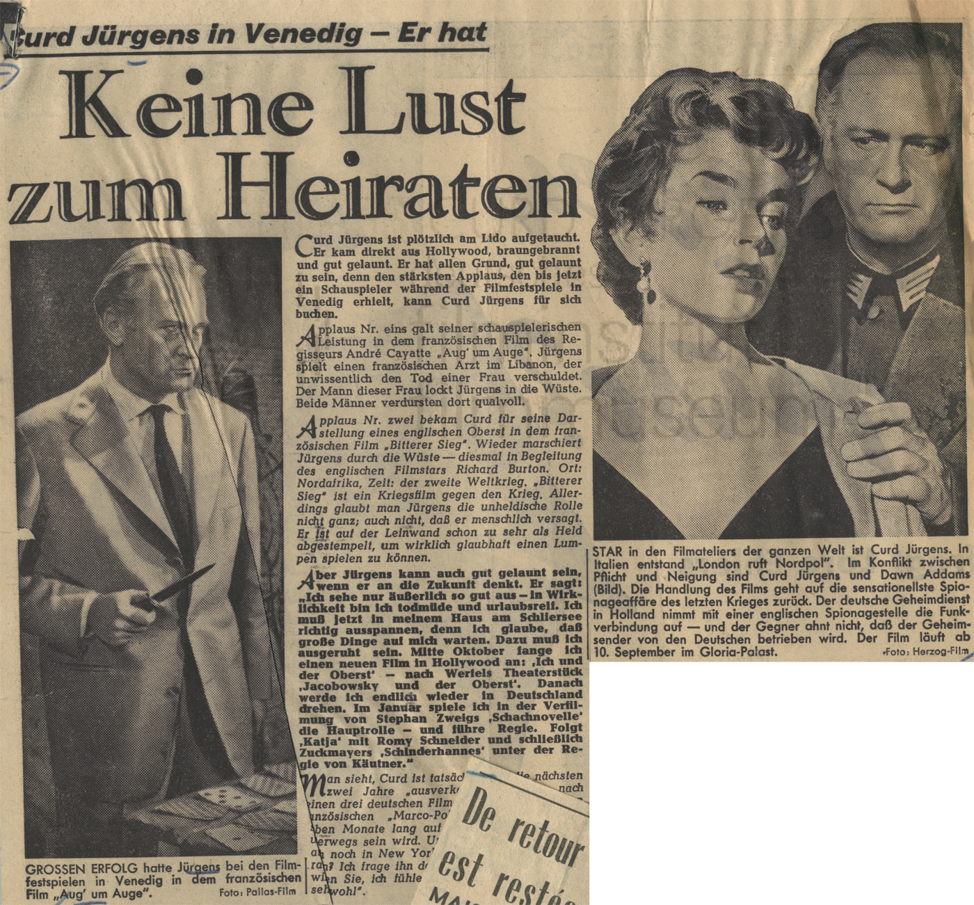 BILD-Zeitung: "Keine Lust zu Heiraten", 7.9.1957