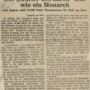 Neustädter Tageblatt: "Der 'Kurier des Zaren' lebt wie ein Monarch", 7.6.1957